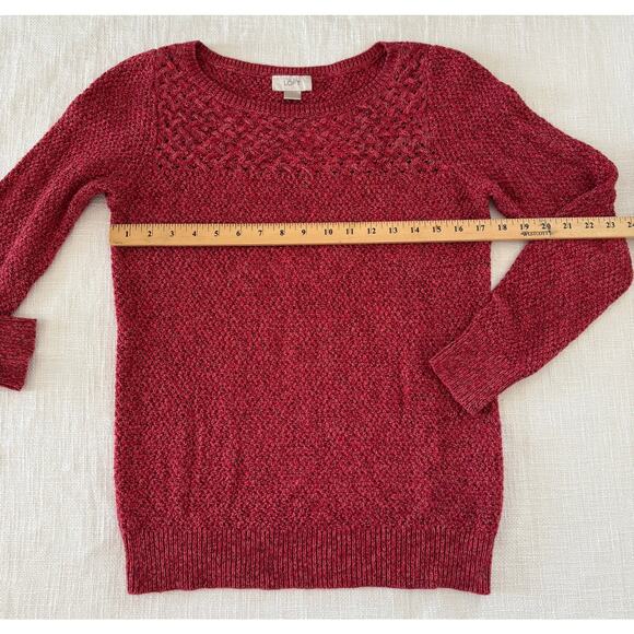 Ann Taylor LOFT Holiday Knit Sweater – 100% Cotton – Red Heather – Size Small - Picture 10 of 14